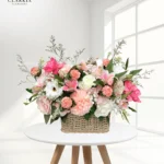Artificial Pink Peach Basket