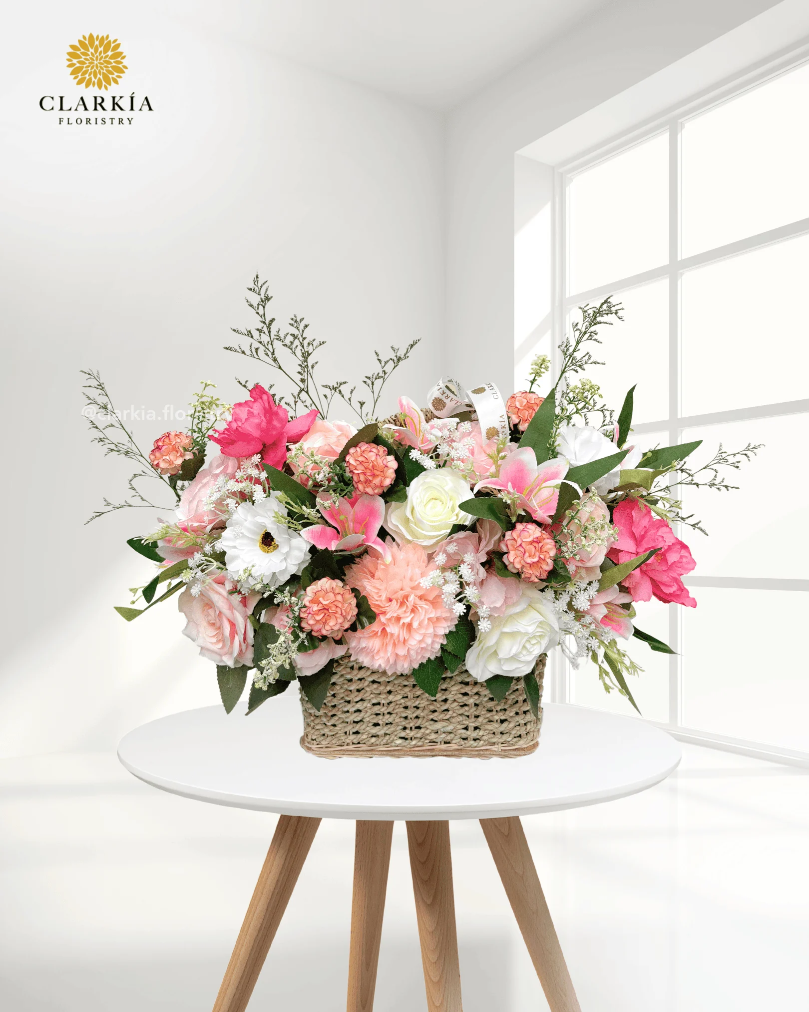 Artificial Pink Peach Basket Artificial Pink Peach Basket - Image 1