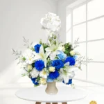 Artificial Royal Blue Orchid Vase