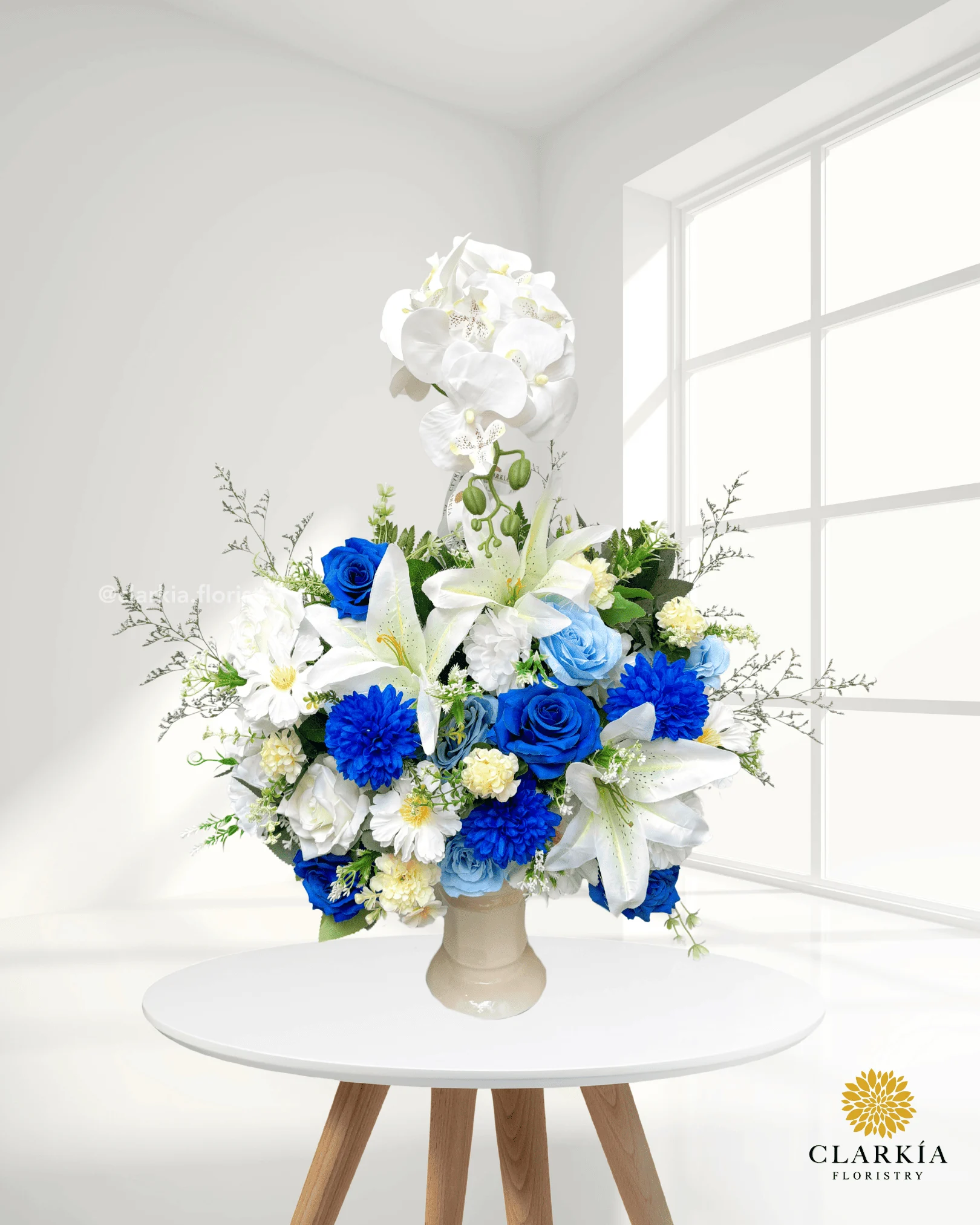Artificial Royal Blue Orchid Vase Artificial Royal Blue Orchid Vase - Image 1