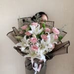 5 Lily Putih + 10 Pink Rose