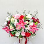 Artificial Lily's Rose Embrace Vase