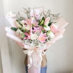 5 Lily Pink + 10 Rose Putih