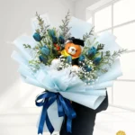 Fresh 10 Tulip Biru Graduation Doll