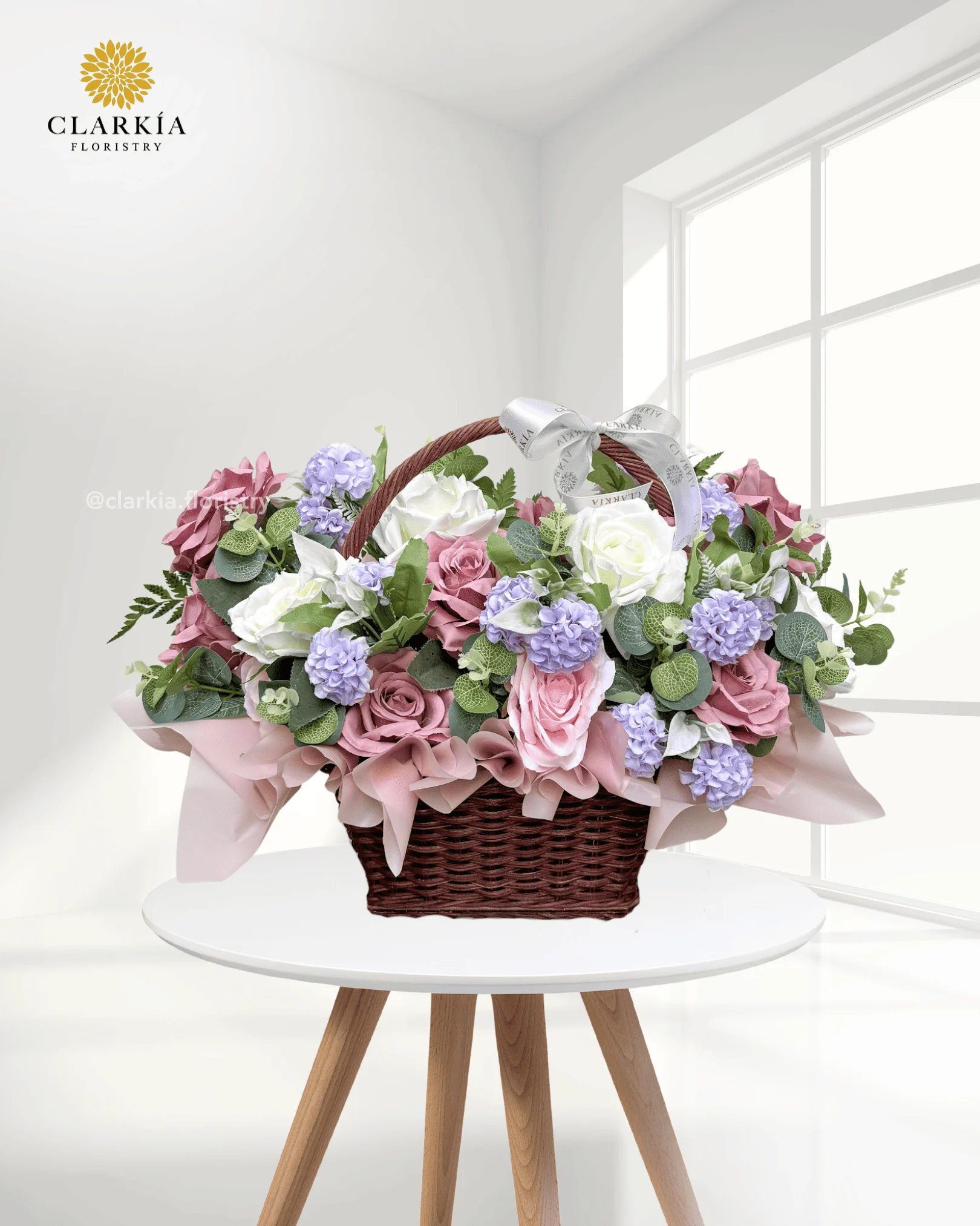 Artificial Purple White Basket Artificial Purple White Basket - Image 1