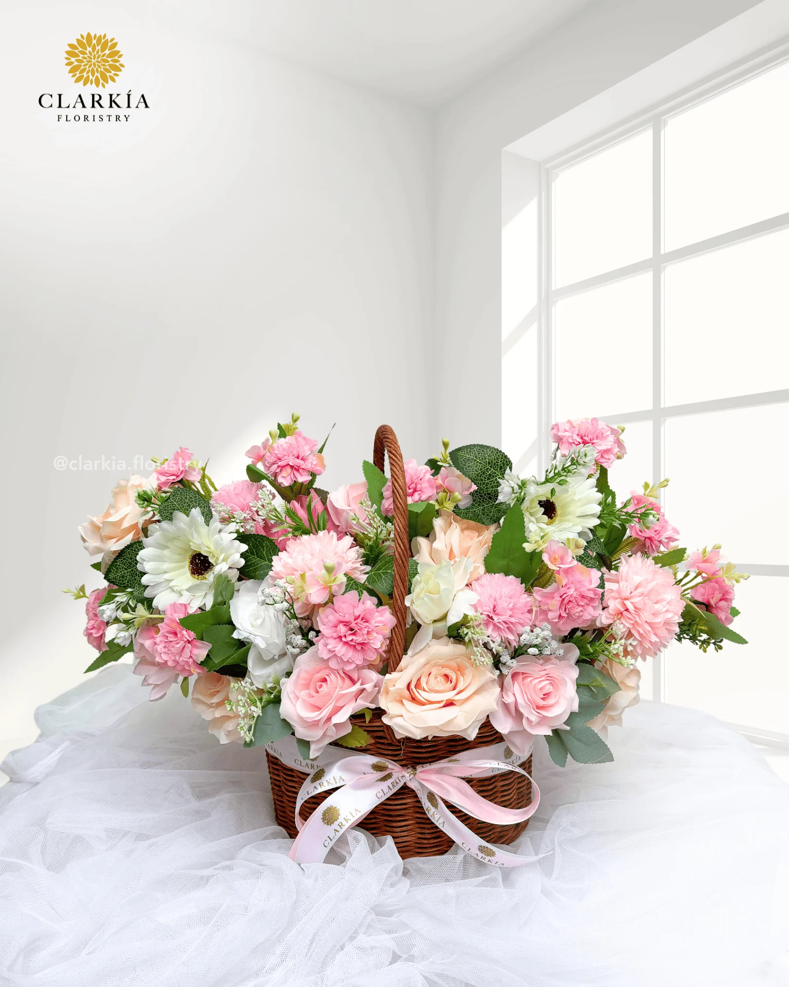 Artificial Soft Pink Basket Artificial Soft Pink Basket - Image 1